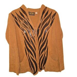 Vintage Bob Mackie Wearable Art Full Zip Jacket Sequin Microsuede Women’s M